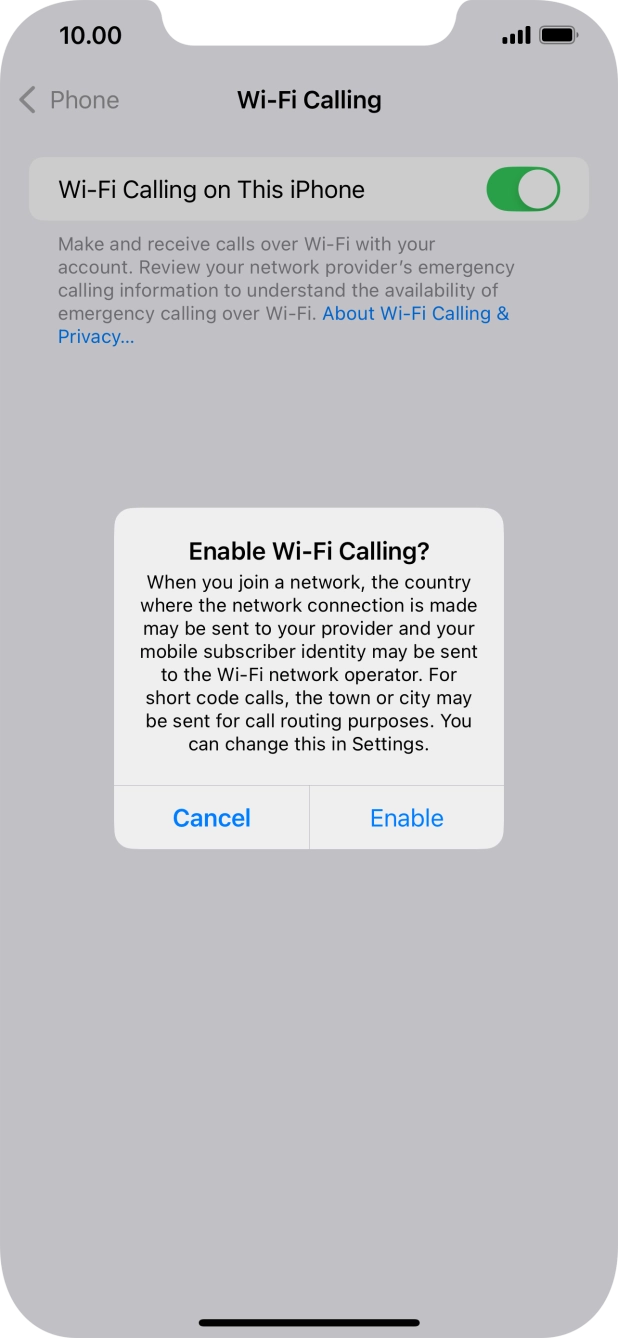 If you turn on the function, press Enable.