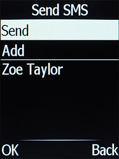 Press the Navigation key when you've written your text message.
