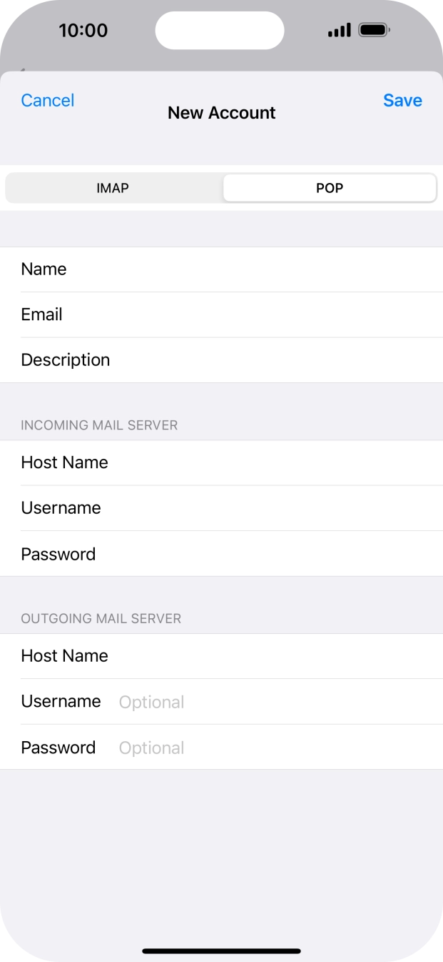 Press Username and key in the username for your email account. Press Username and key in the username for your email account.