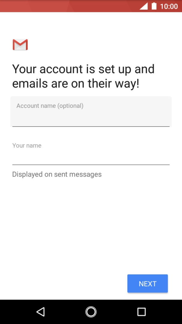Press the field below 'Account name (optional)' and key in the required name. Press the field below 'Account name (optional)' and key in the required name.