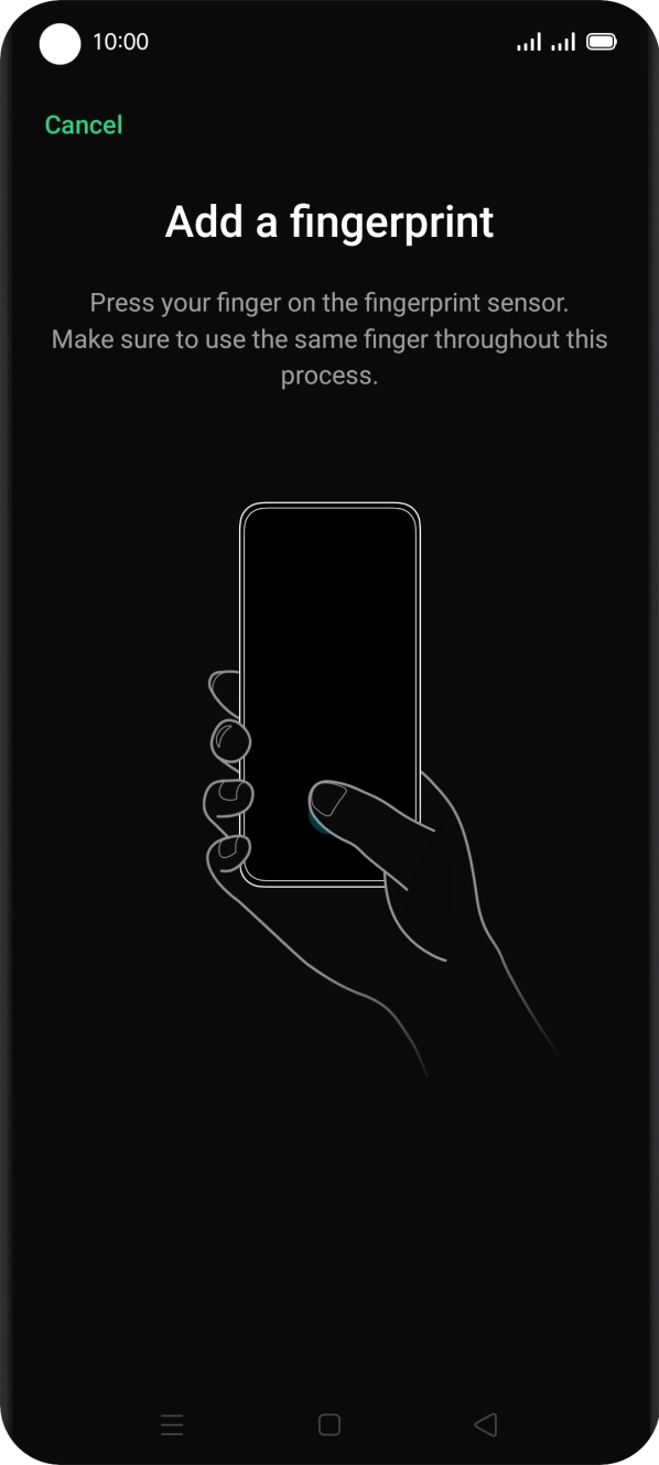 Follow the instructions on the screen to create the phone lock code using your fingerprint. Follow the instructions on the screen to create the phone lock code using your fingerprint.