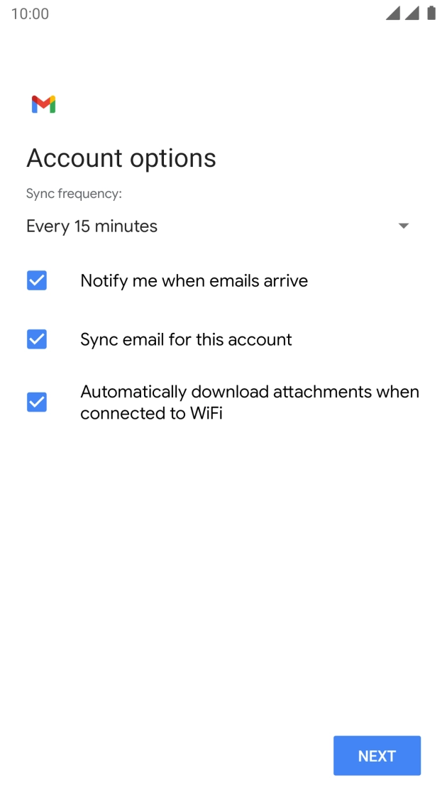 If this screen is displayed, you email account has been recognised and set up automatically. Follow the instructions on the screen to key in more information and finish setting up your phone. If this screen is displayed, you email account has been recognised and set up automatically. Follow the instructions on the screen to key in more information and finish setting up your phone.
