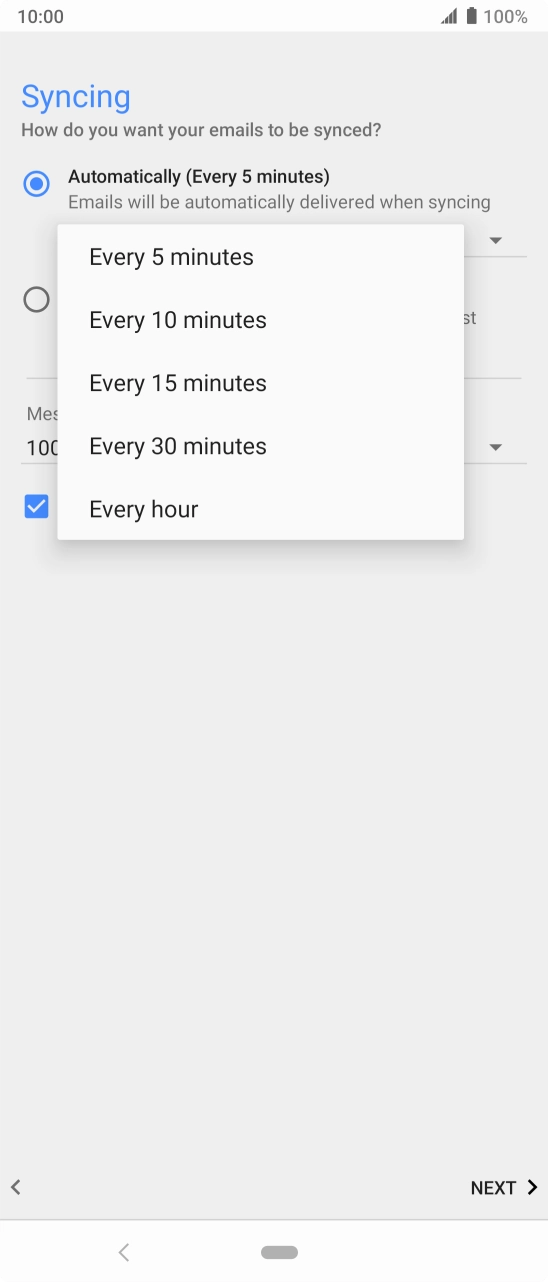 Press the required setting.