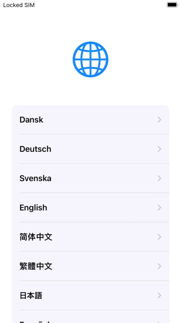 Press the required language.