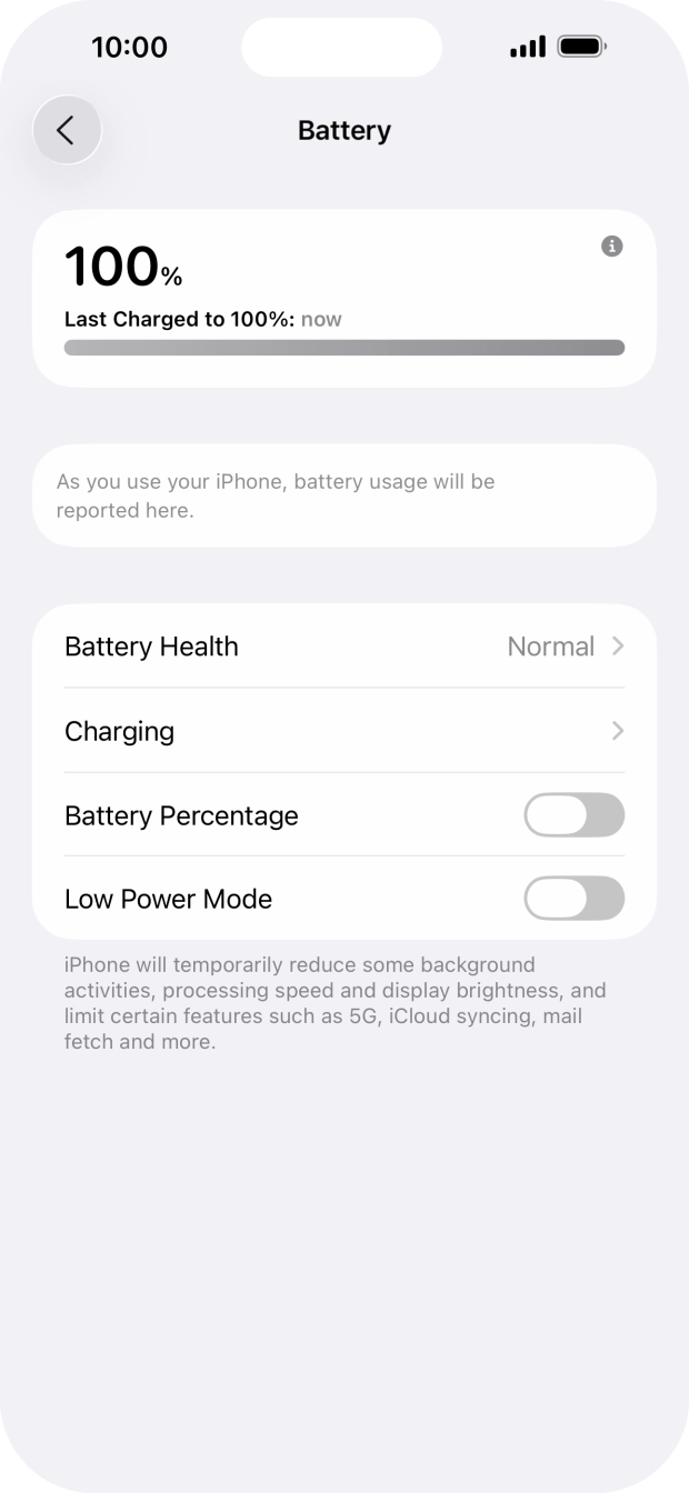 Press the indicator next to 'Low Power Mode' to turn on the function.