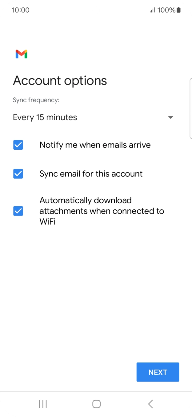 If this screen is displayed, you email account has been recognised and set up automatically. Follow the instructions on the screen to key in more information and finish setting up your phone. If this screen is displayed, you email account has been recognised and set up automatically. Follow the instructions on the screen to key in more information and finish setting up your phone.