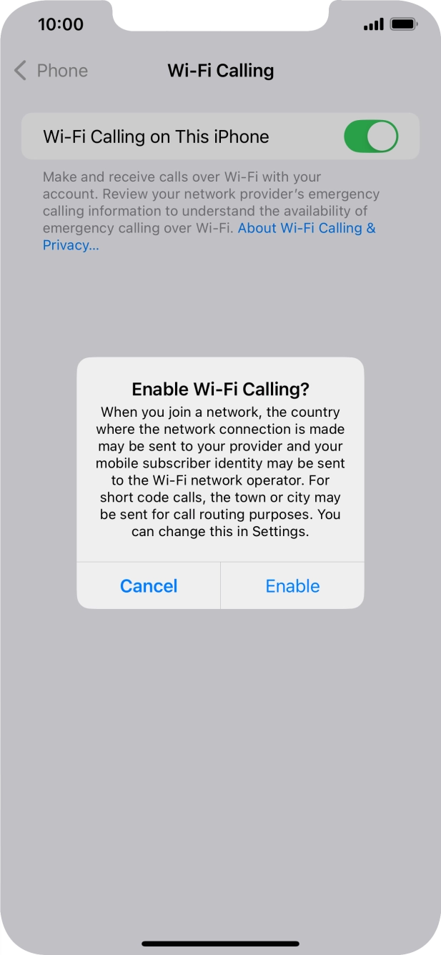 If you turn on the function, press Enable.