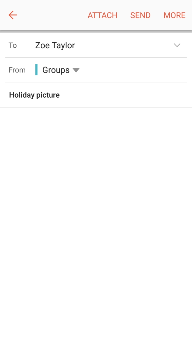 Press the text input field and write the text for your email.