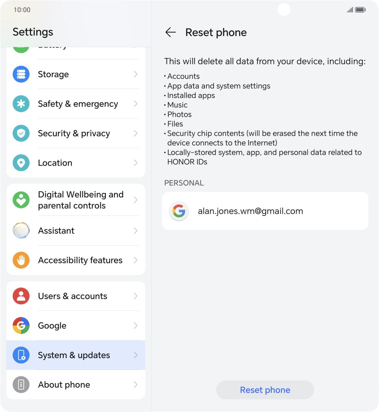 Press Reset phone.