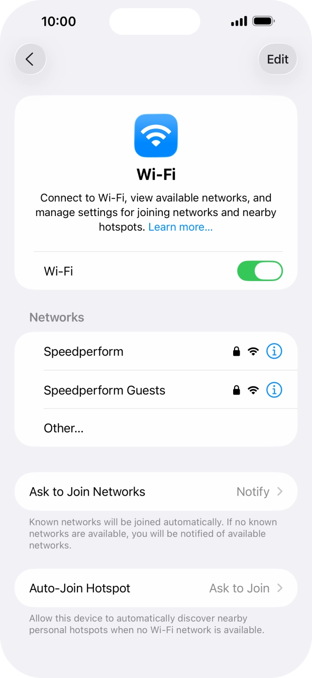 Press the required WiFi network and key in the password for the WiFi network.