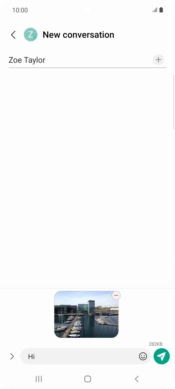 Press the send icon when you've finished your picture message. Press the send icon when you've finished your picture message.