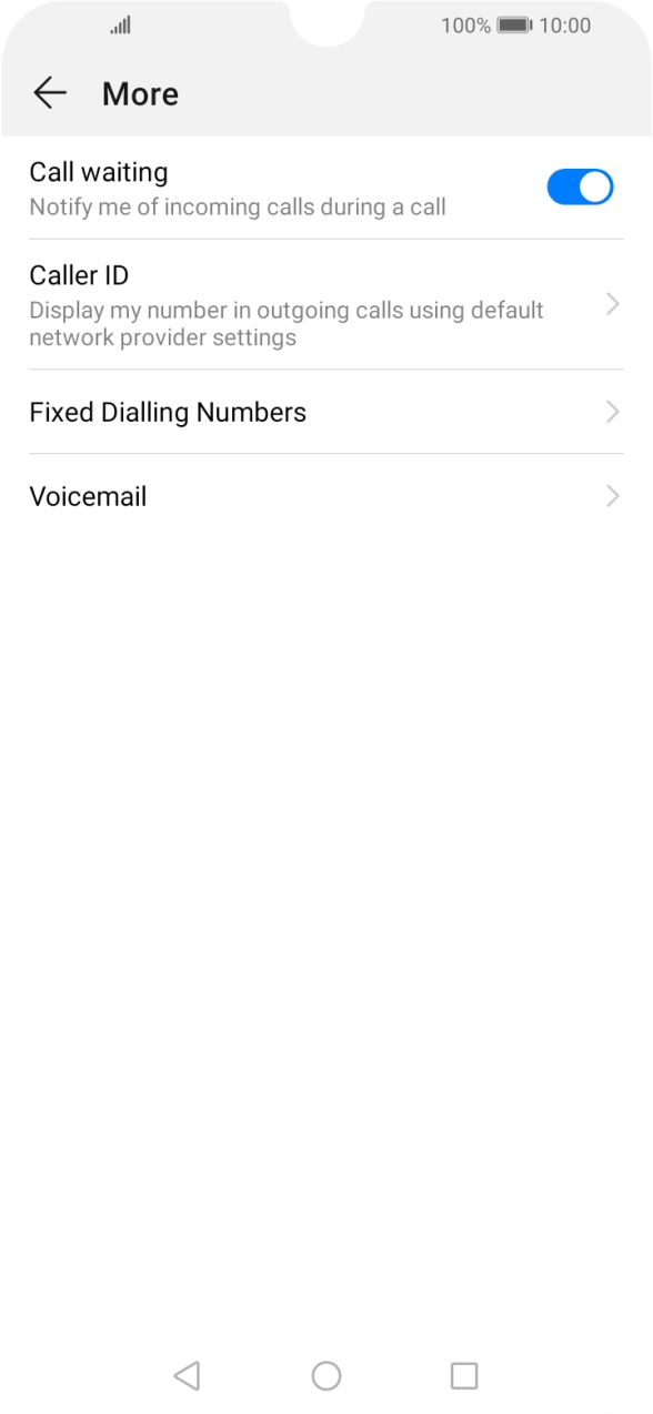 Press the indicator next to 'Call waiting' to turn the function on or off.