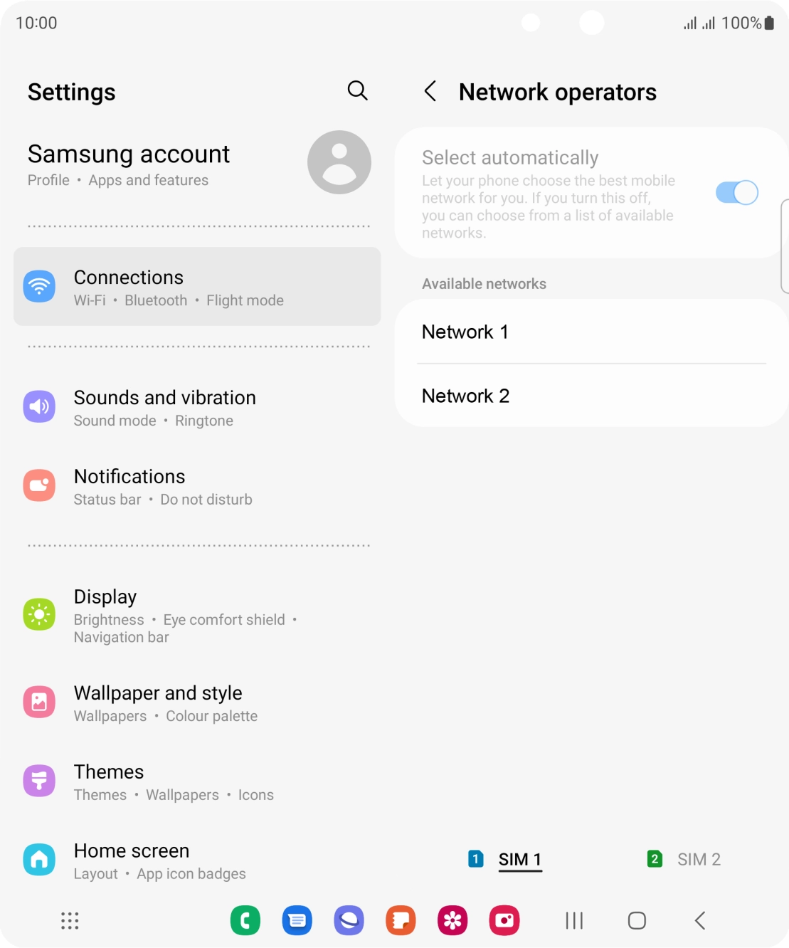 Press the required network. Press the required network.