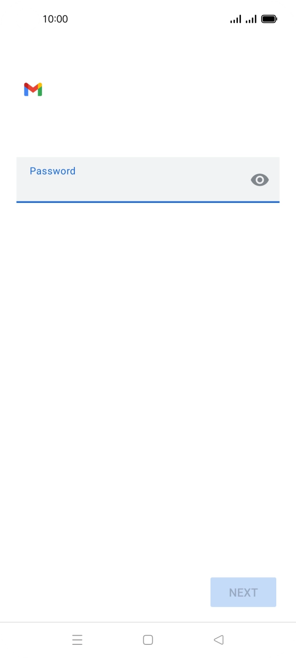 Press the field below 'Password' and key in the password for your email account. Press the field below 'Password' and key in the password for your email account.