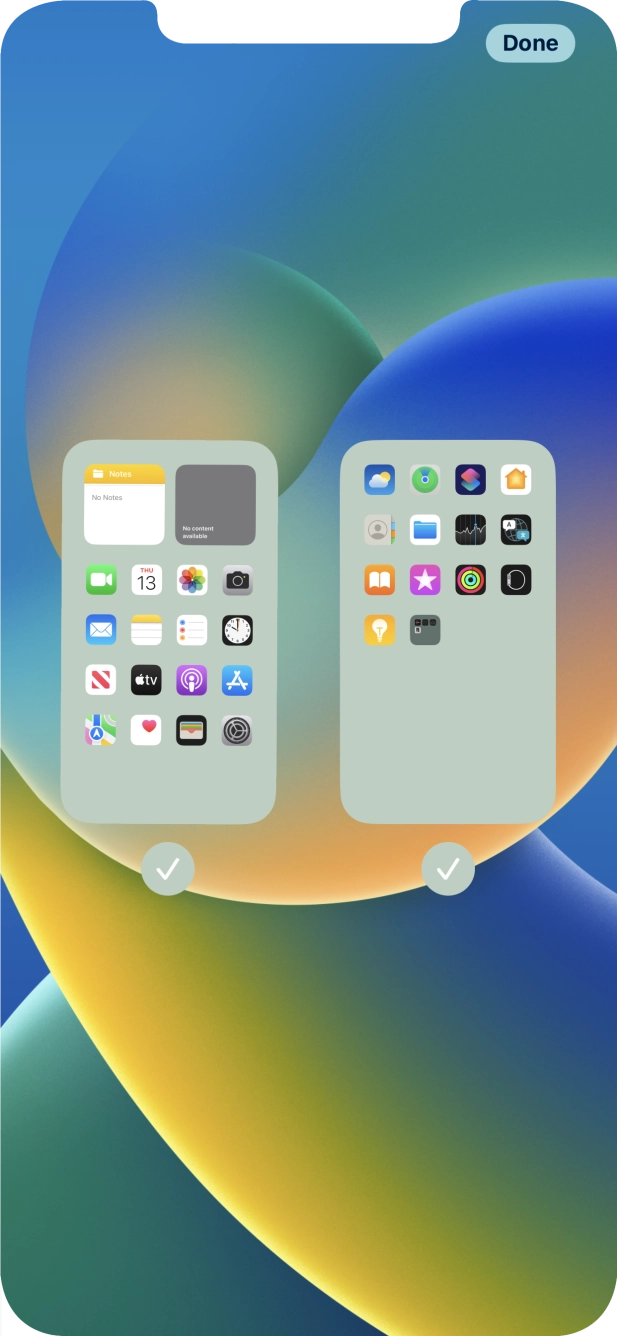 Press the fields below the required home screens to select or deselect them. Press the fields below the required home screens to select or deselect them.