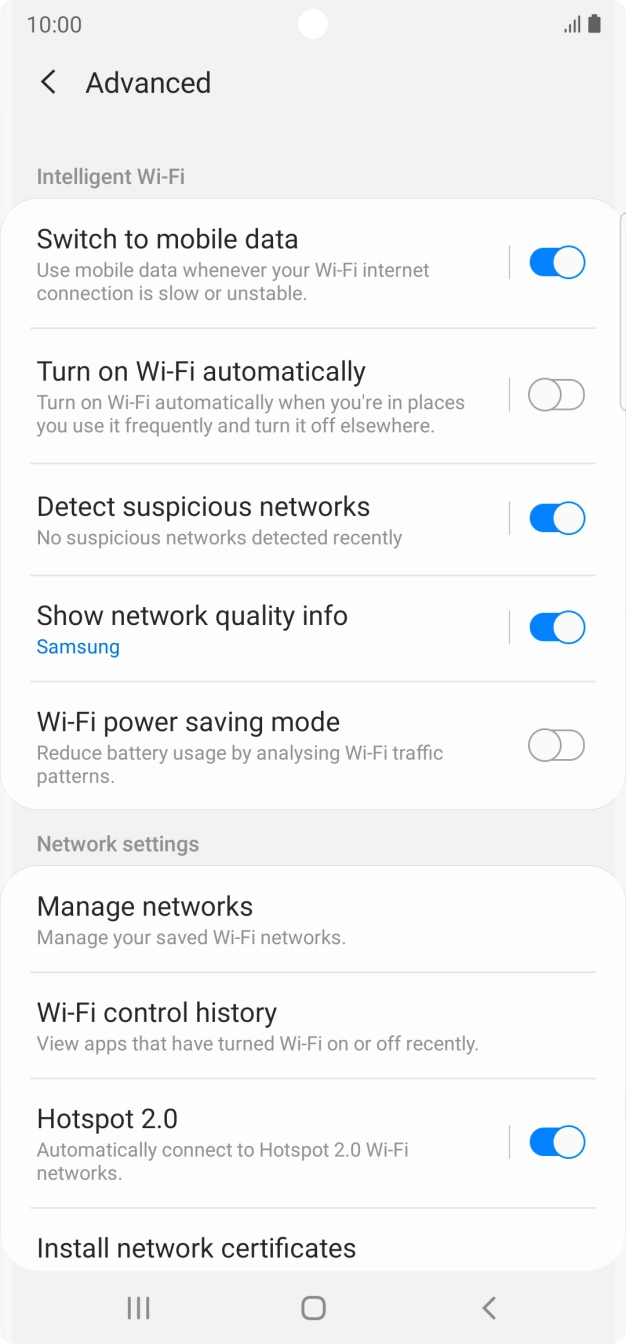 Press the indicator next to 'Switch to mobile data' to turn the function on or off.