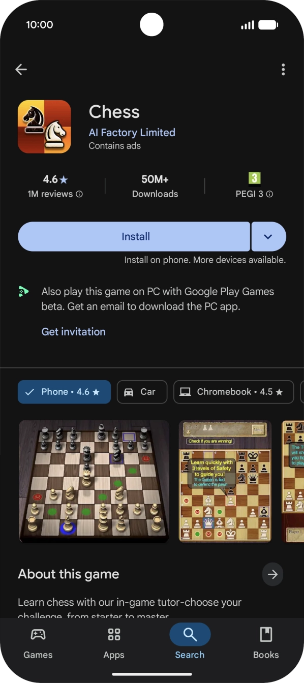 Press Install and follow the instructions on the screen to install the app.