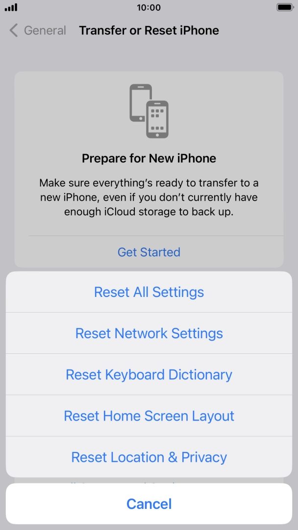 Press Reset All Settings.