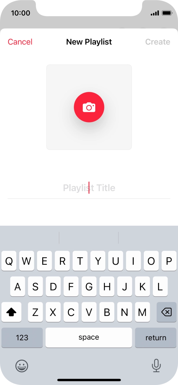 Press the text input field and key in a name for the playlist. Press the text input field and key in a name for the playlist.