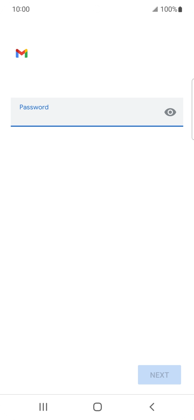 Press the field below 'Password' and key in the password for your email account. Press the field below 'Password' and key in the password for your email account.