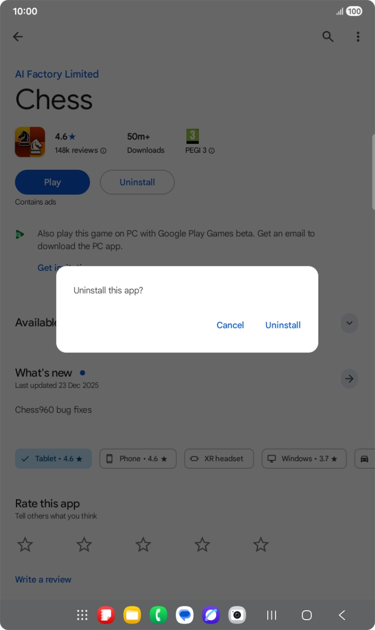 Press Uninstall.