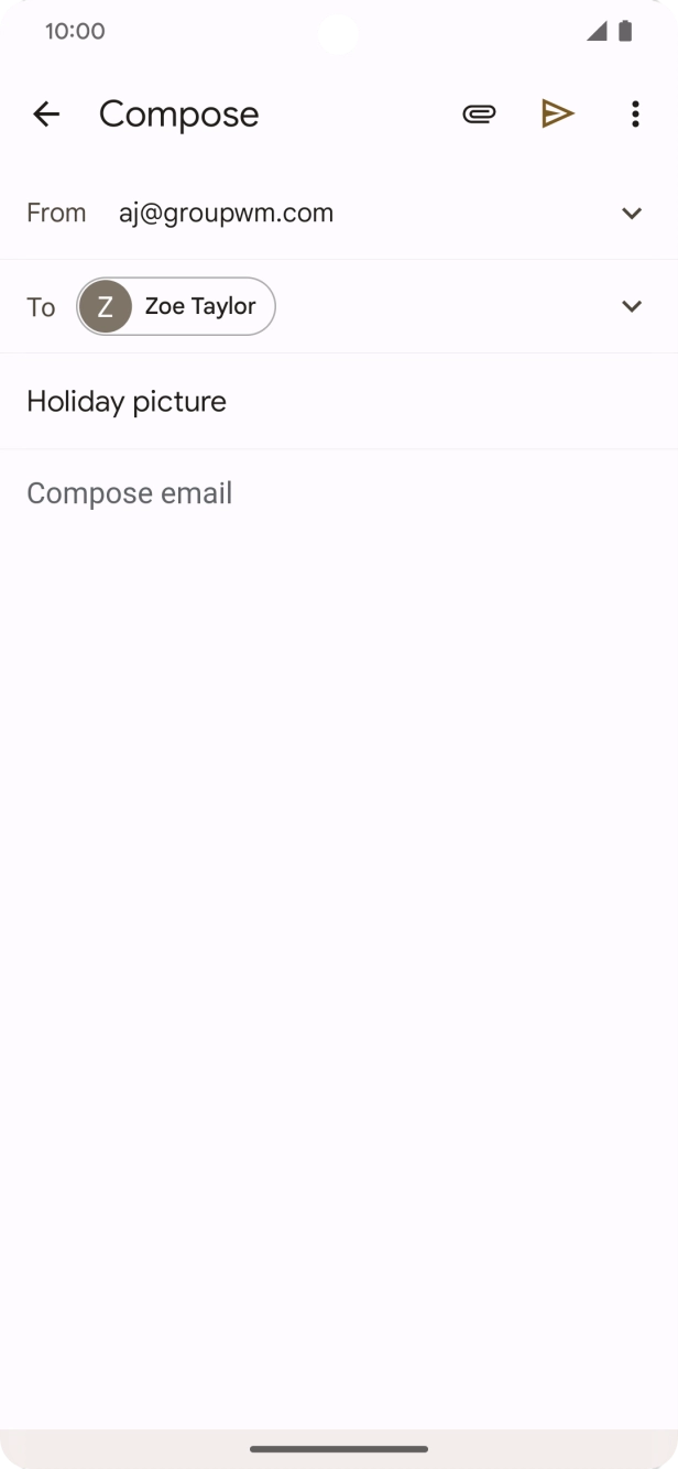 Press the text input field and write the text for your email.