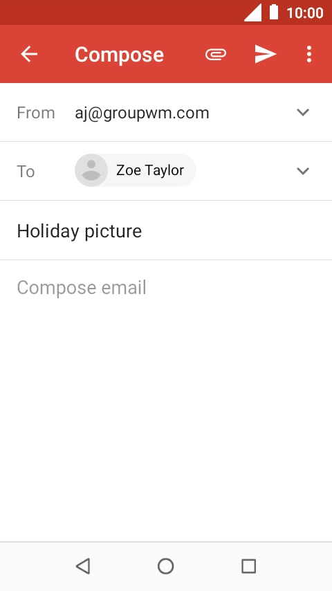 Press the text input field and write the text for your email. Press the text input field and write the text for your email.