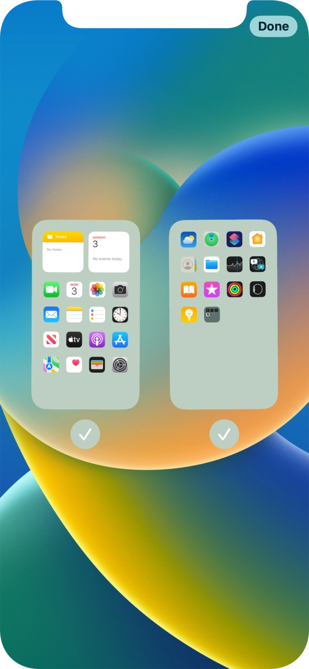 Press the fields below the required home screens to select or deselect them. Press the fields below the required home screens to select or deselect them.