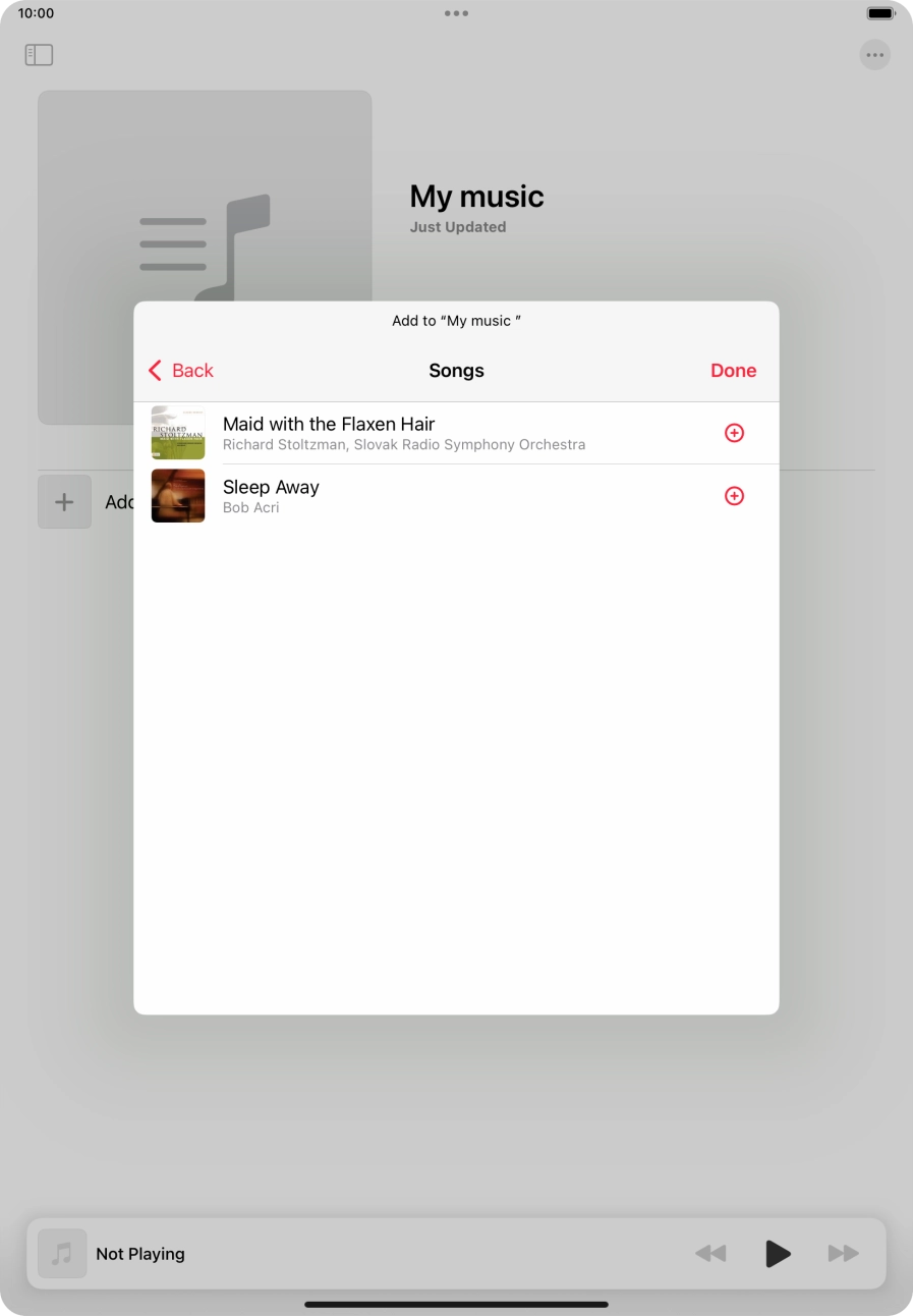Go to the required category and press the add icon next to the required audio file. Go to the required category and press the add icon next to the required audio file.