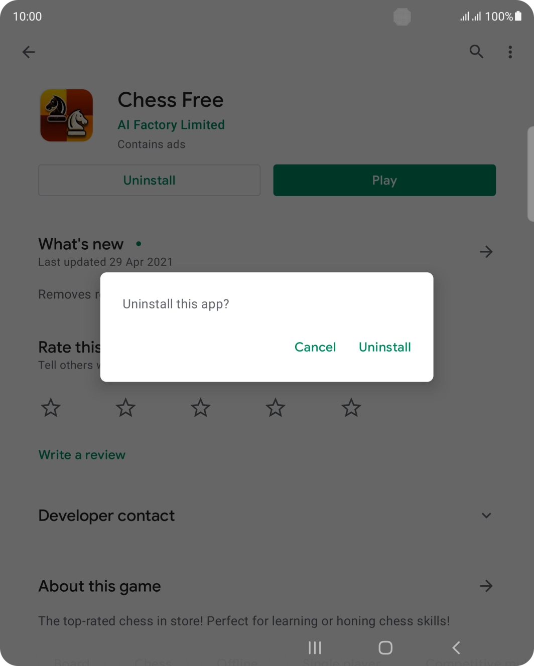Press Uninstall.