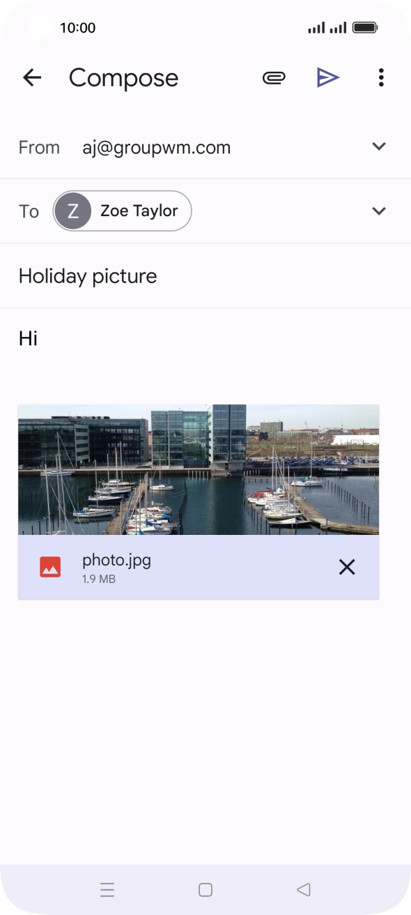 Press the send icon when you've finished your email.