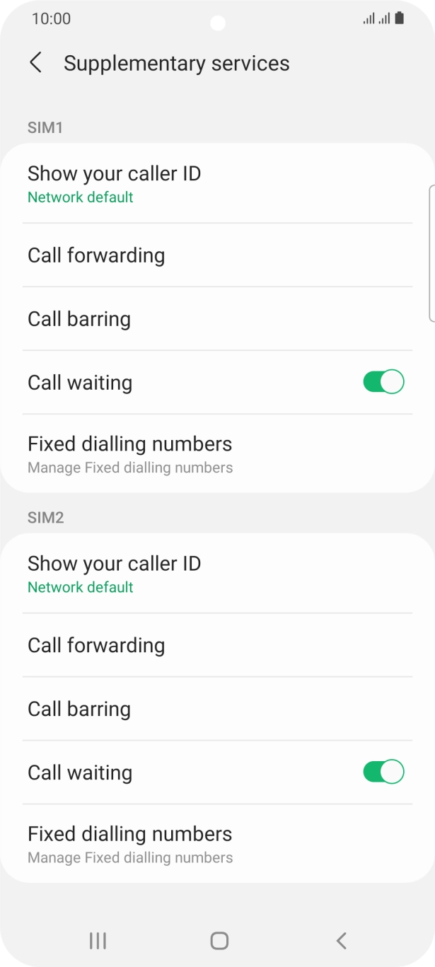Press Call forwarding below the required SIM. Press Call forwarding below the required SIM.