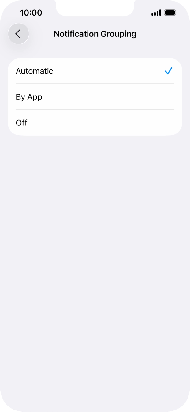 Press the required setting. Press the required setting.
