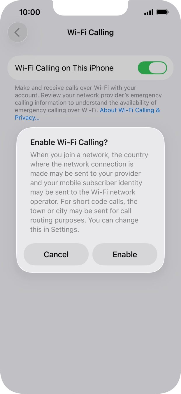 If you turn on the function, press Enable. If you turn on the function, press Enable.