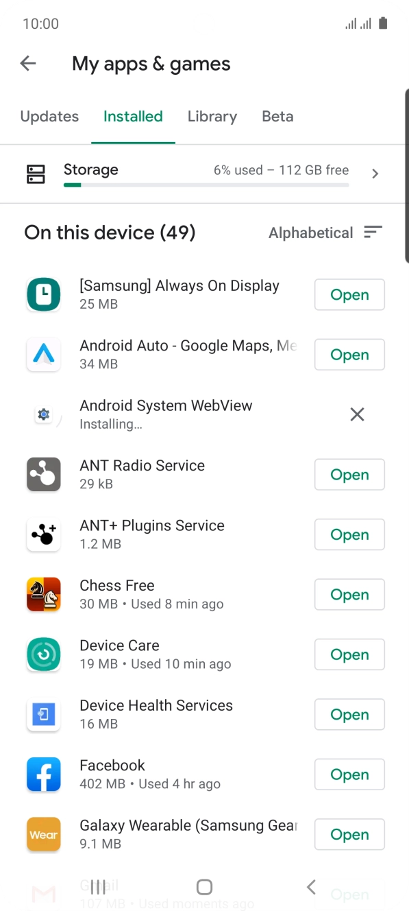 Press the required app.