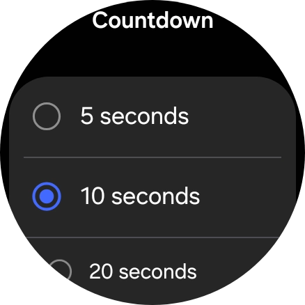 Press the required setting to choose how long the countdown should be before your smartwatch calls the emergency dispatch centre when a hard fall is detected. Press the required setting to choose how long the countdown should be before your smartwatch calls the emergency dispatch centre when a hard fall is detected.