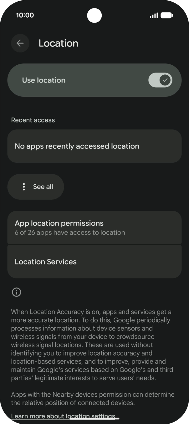 Press App location permissions. Press App location permissions.