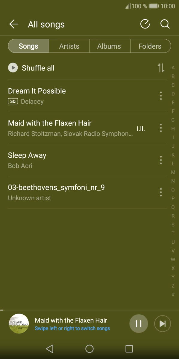 Press the song title at the bottom of the screen.