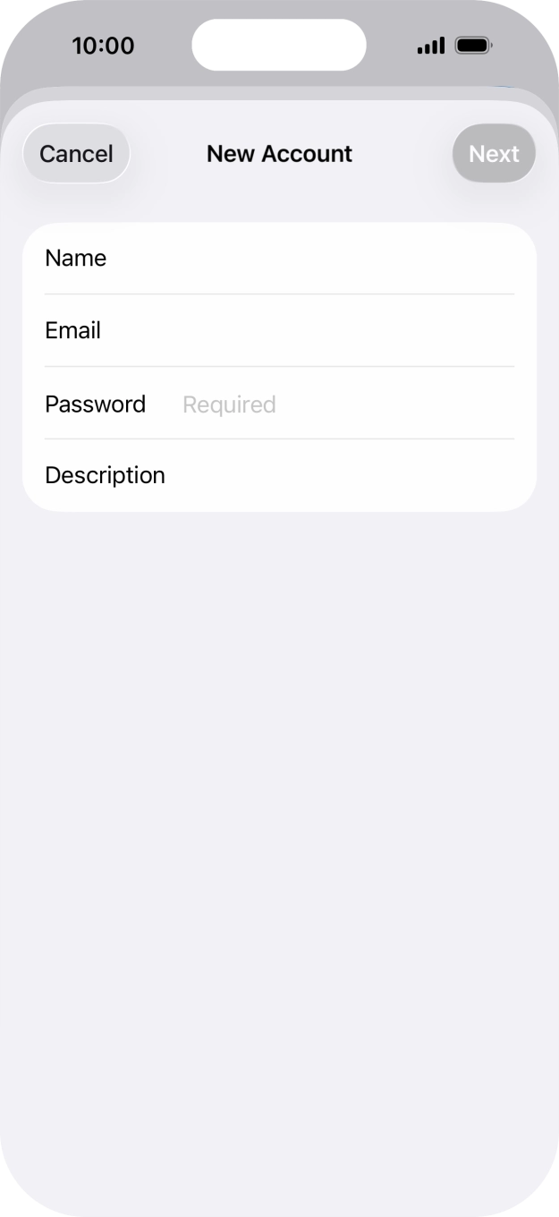 Press Password and key in the password for your email account.
