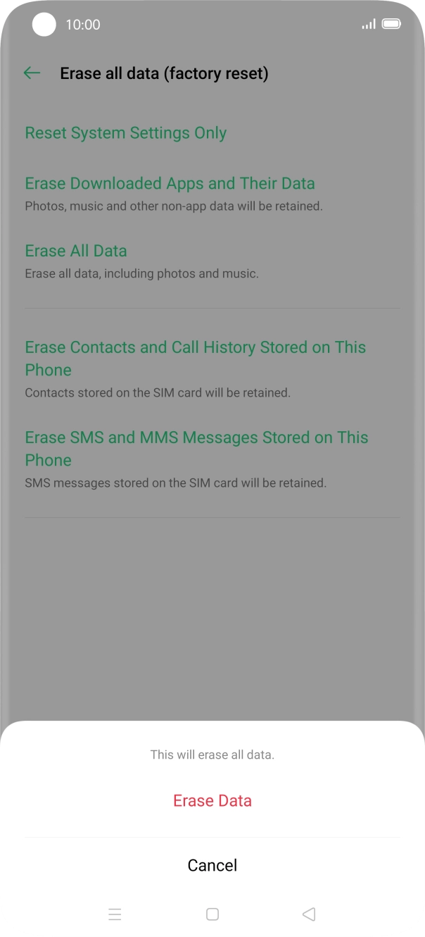 Press Erase Data.