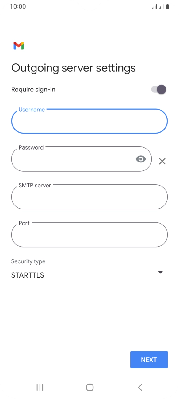 Press the field below 'Password' and key in the password of your email provider's outgoing server.