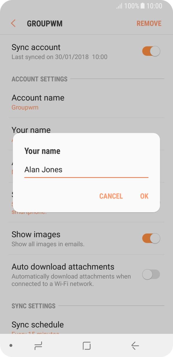 Key in the required sender name and press OK. Key in the required sender name and press OK.