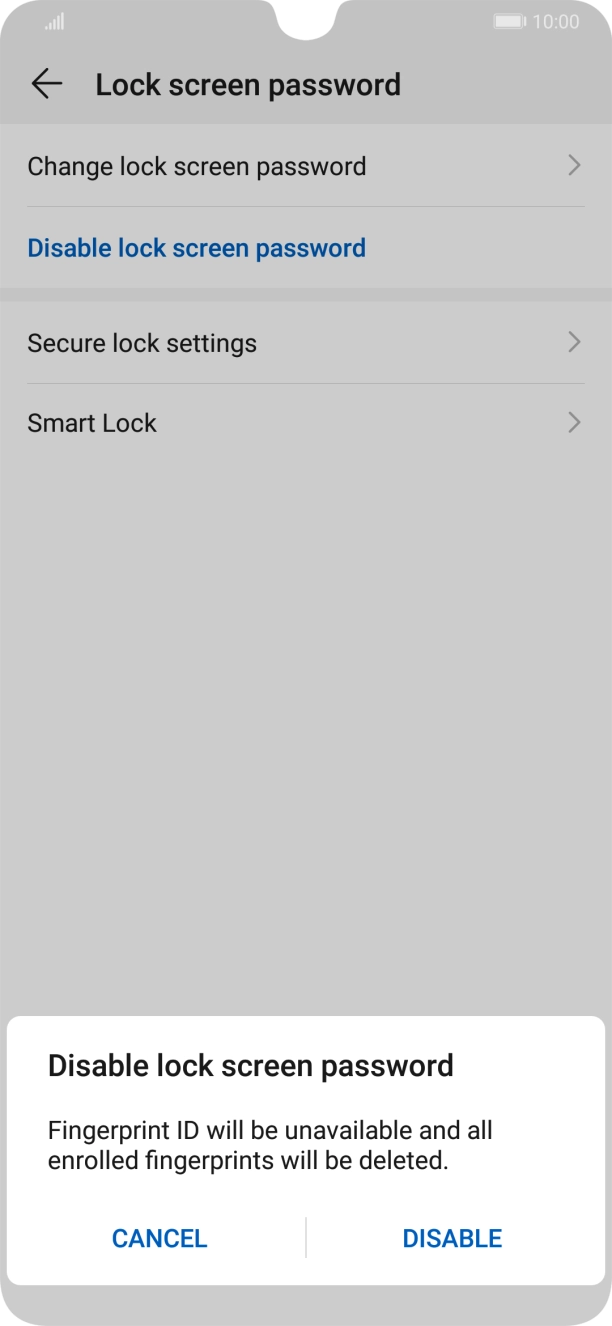 Key in the current phone lock code and press DISABLE. Key in the current phone lock code and press DISABLE.