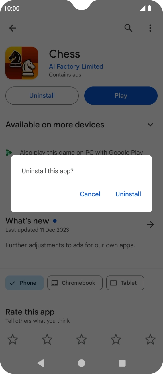 Press Uninstall.