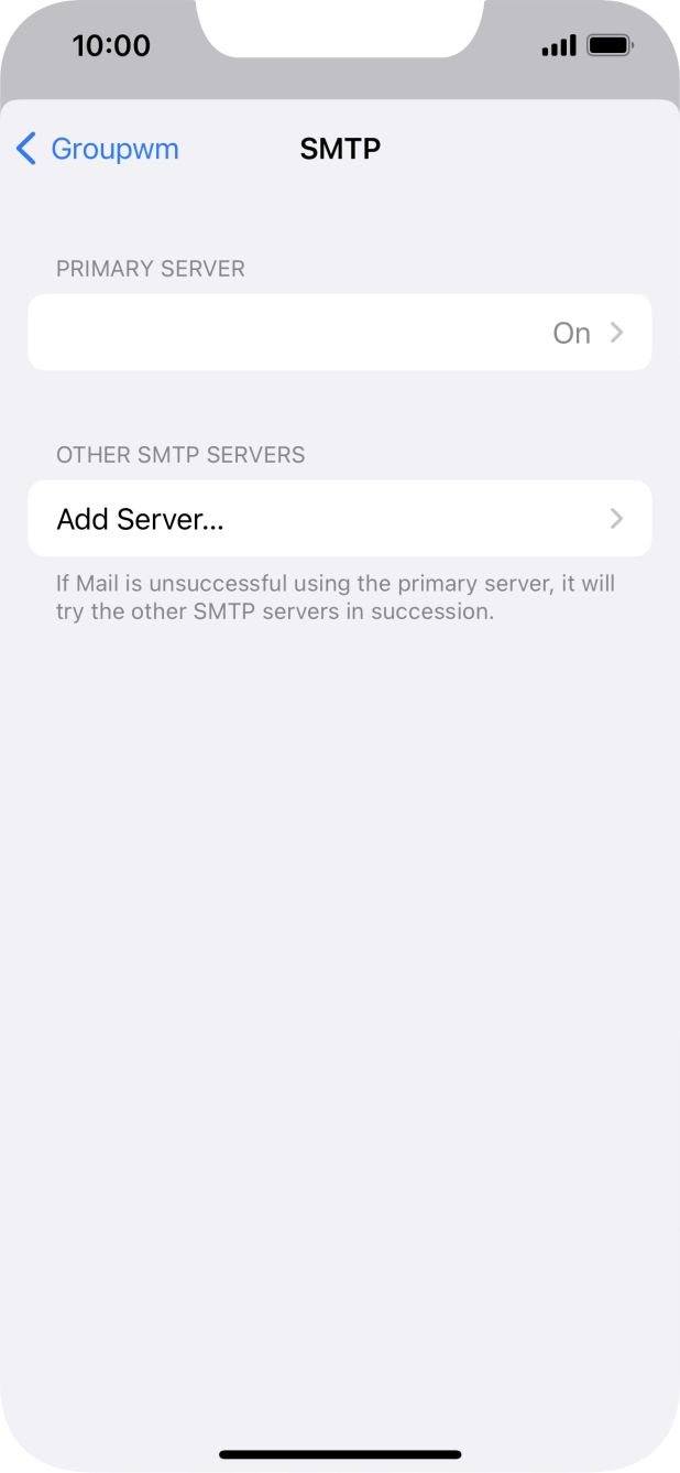 Press the field below 'PRIMARY SERVER'. Press the field below 'PRIMARY SERVER'.