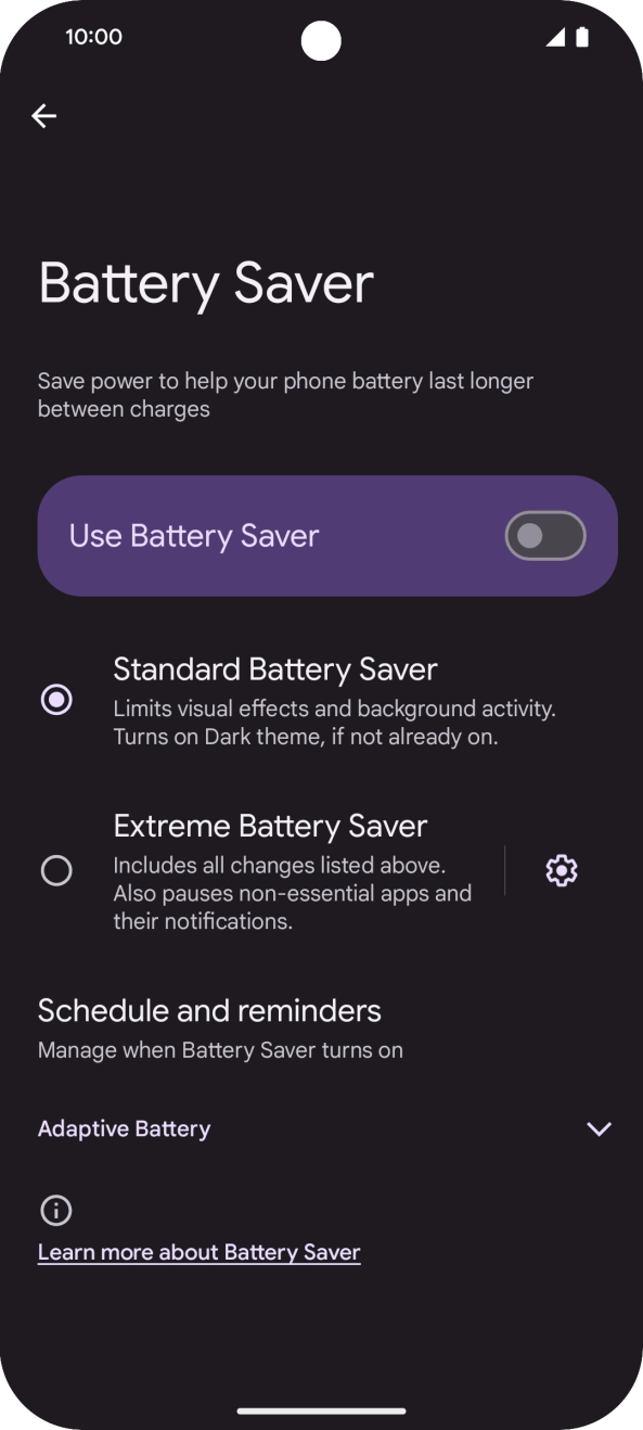 Press the required settings to turn them on or off.