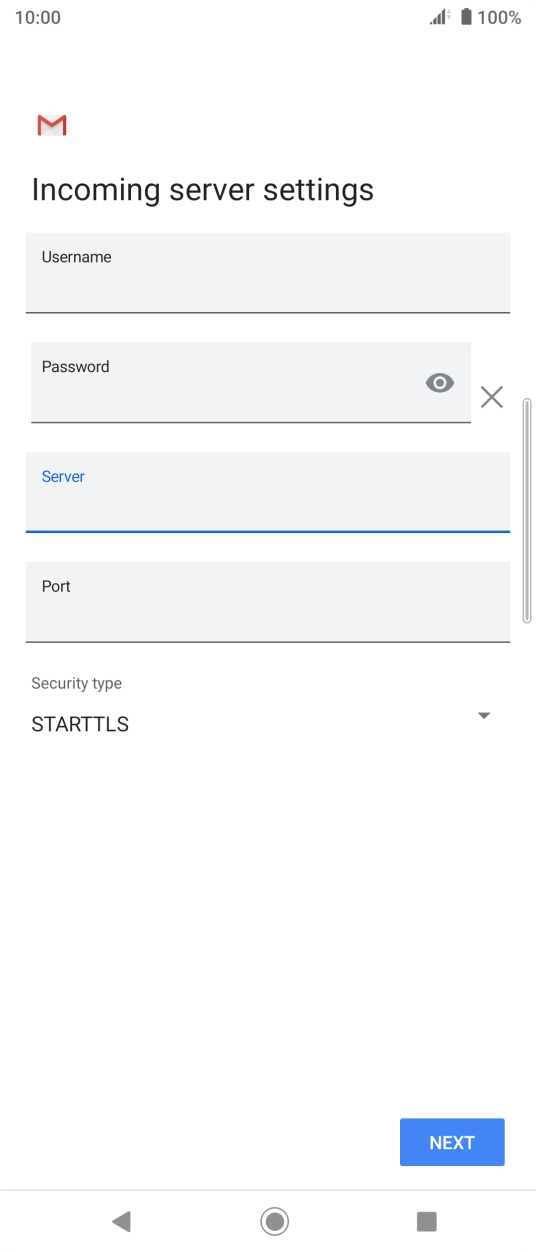 Press the field below 'Port' and key in 143.
