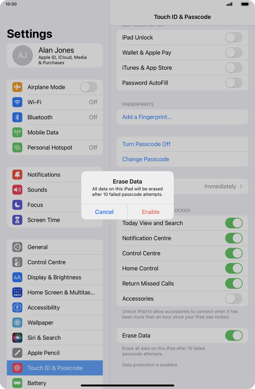 If you turn on the function, press Enable. If you turn on the function, press Enable.