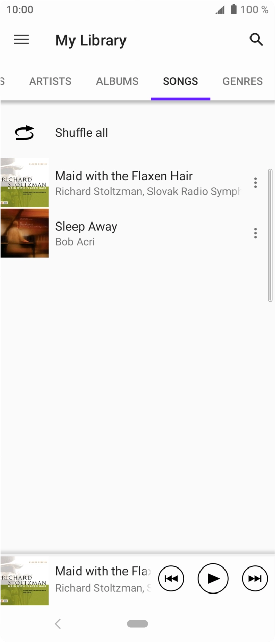Press the required audio file. Press the required audio file.