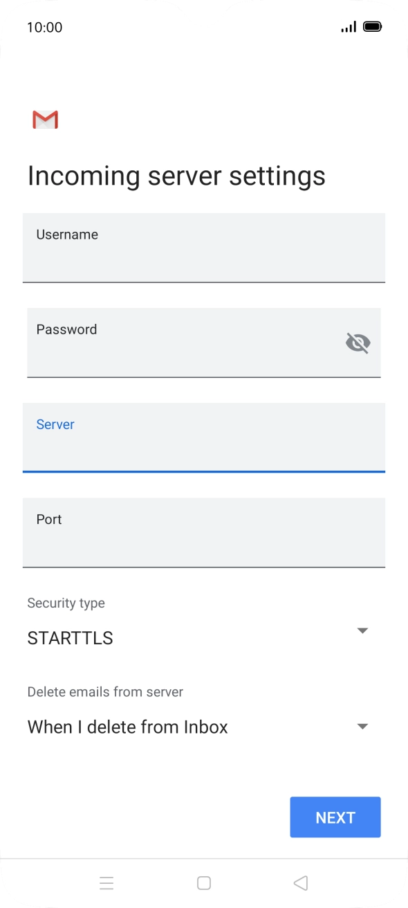 Press the field below 'Port' and key in 110. Press the field below 'Port' and key in 110.